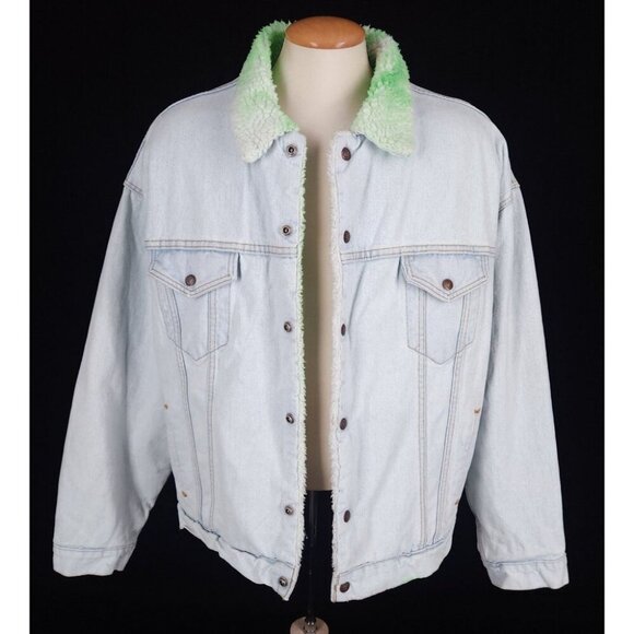 NotSoNormal Look Inside Faux Shearling Denim Jacket XL Mens NSN $487 - Picture 2 of 16